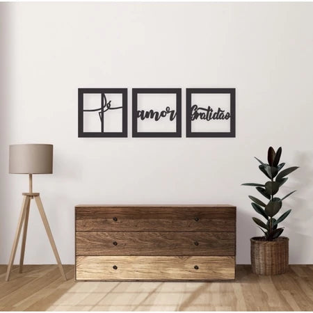 Quadro Decorativo Fé Amor Gratidão