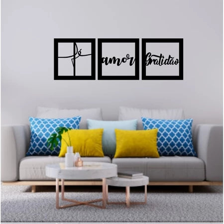 Quadro Decorativo Fé Amor Gratidão