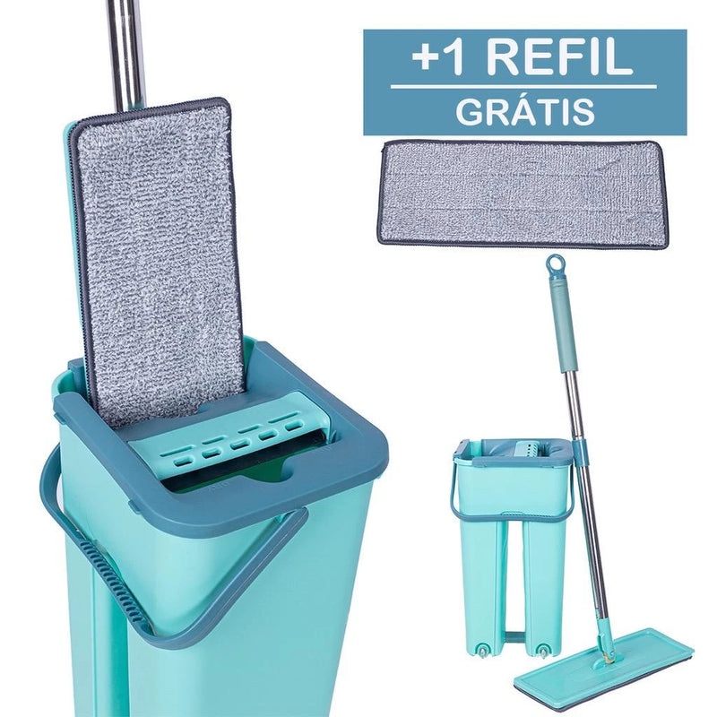 Kit Mop de Limpeza com Esfregão e Balde Compacto