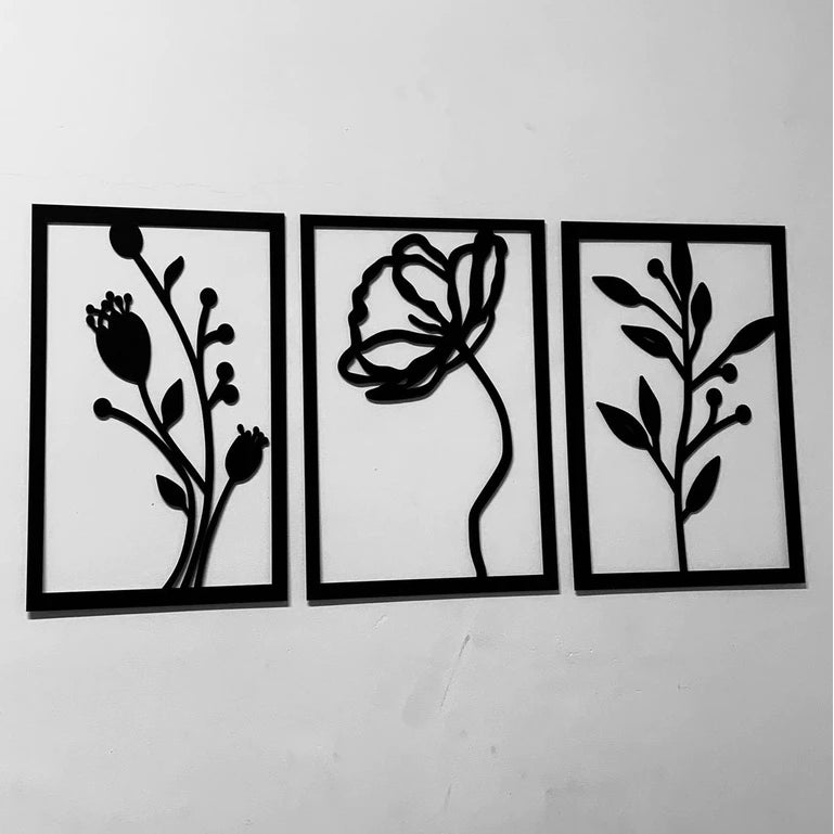 Quadro Decorativo Vazado "Flores Delicadas"