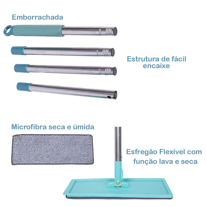 Kit Mop de Limpeza com Esfregão e Balde Compacto