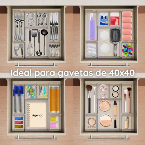 Kit 21 Organizadores Multiuso Modulares para Gavetas